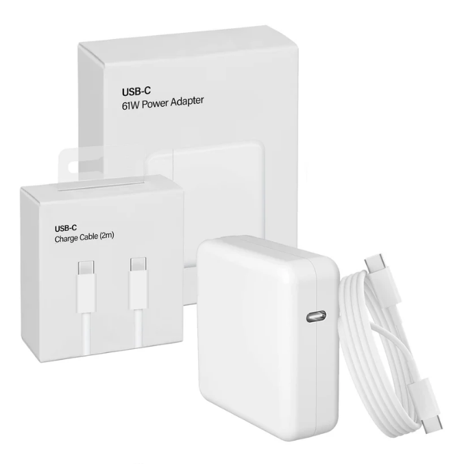 Cargador Compatible con Macbook Pro USB-C 61W + Cable USB-C a USB-C 2 metros
