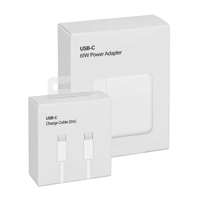 Cargador Compatible con Macbook Pro USB-C 61W + Cable USB-C a USB-C 2 metros