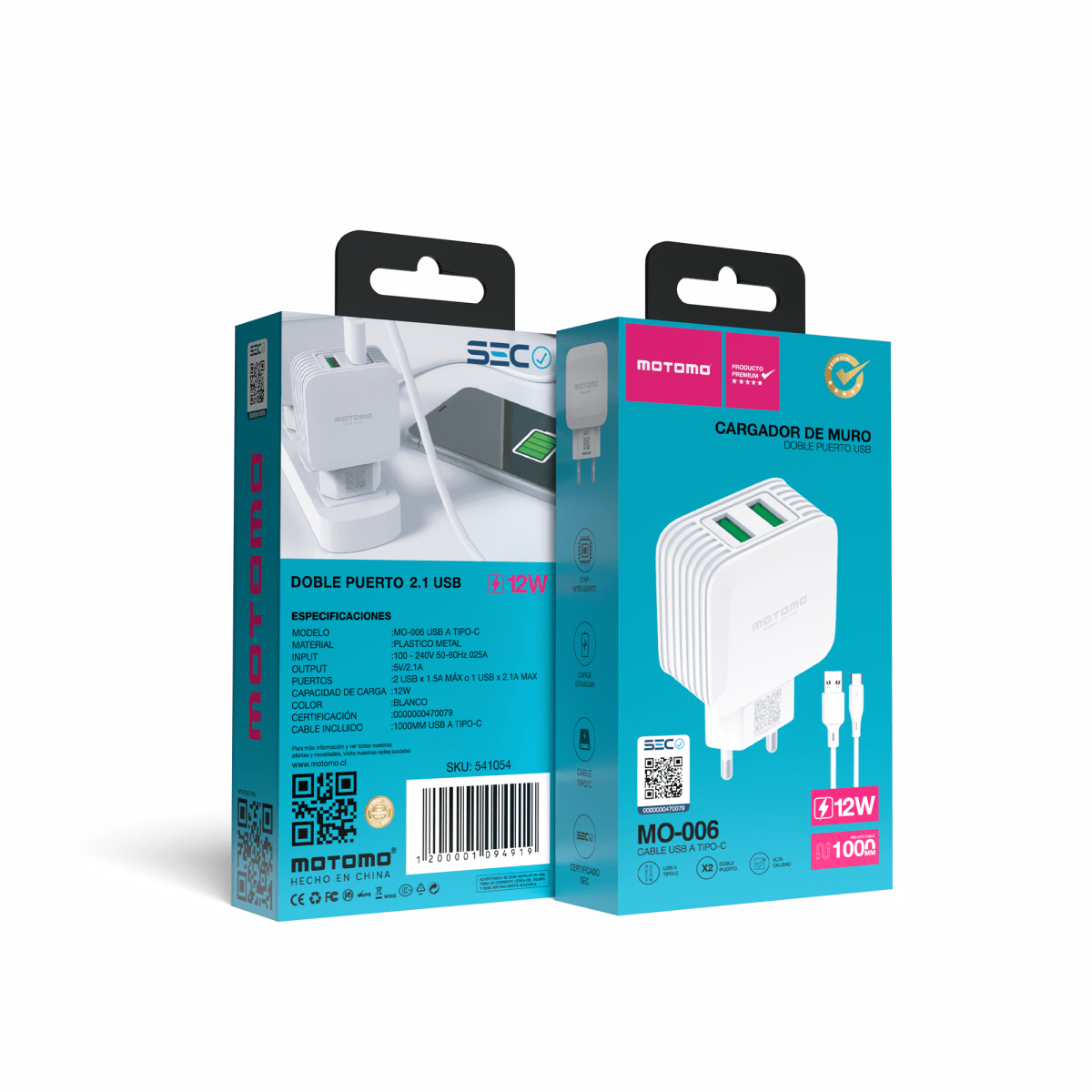 Cargador de Pared MO-006 Con Cable Tipo C